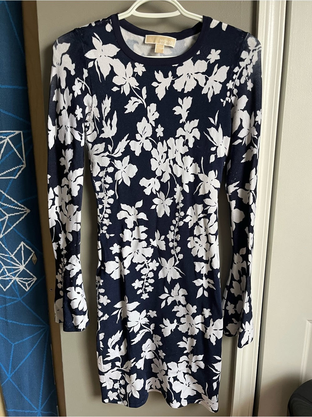 Michael Kors Navy & White Floral Long-Sleeve Sheath Dress